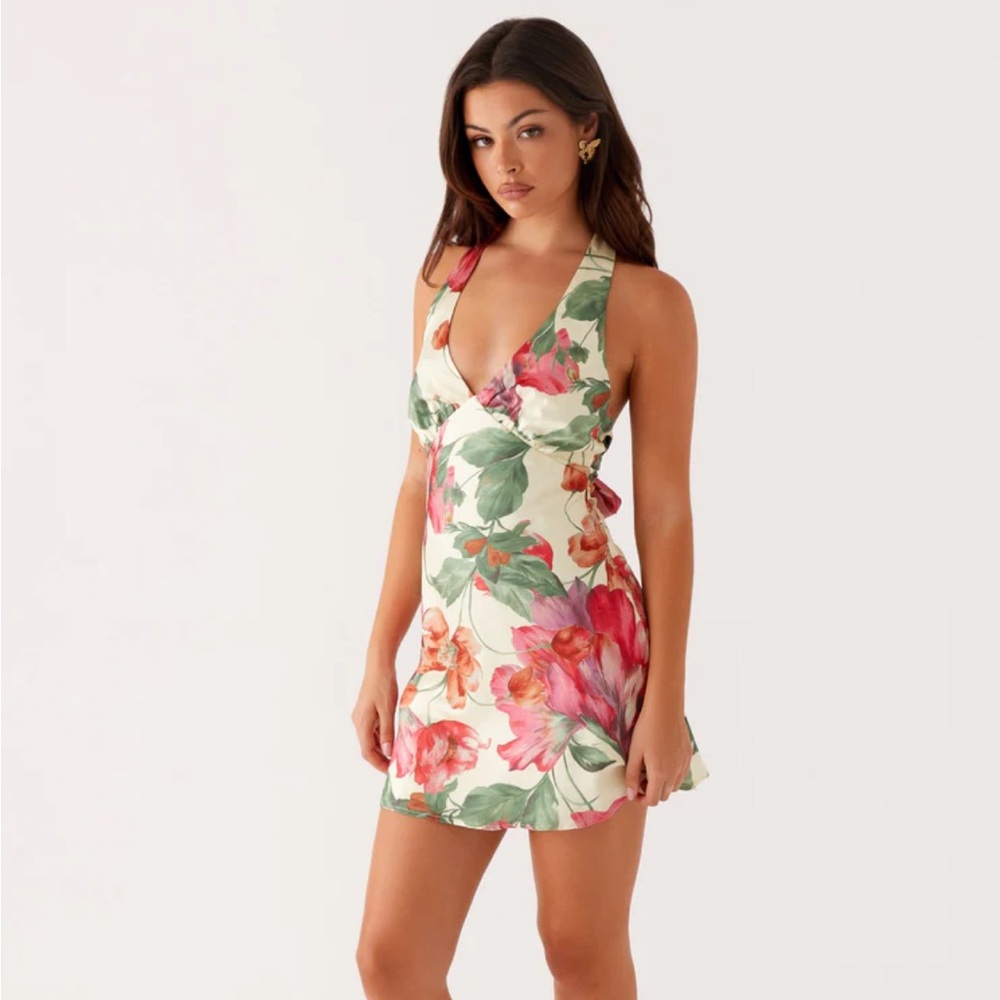 Peppermayo Heavy Hearted Mini Dress - Butter Yellow Floral